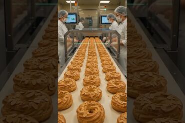 How Paris-Brest is Made in a Luxury French Factory✨️🥰😃✨️ #shorts #shortsfeed #viral #frenchpastry