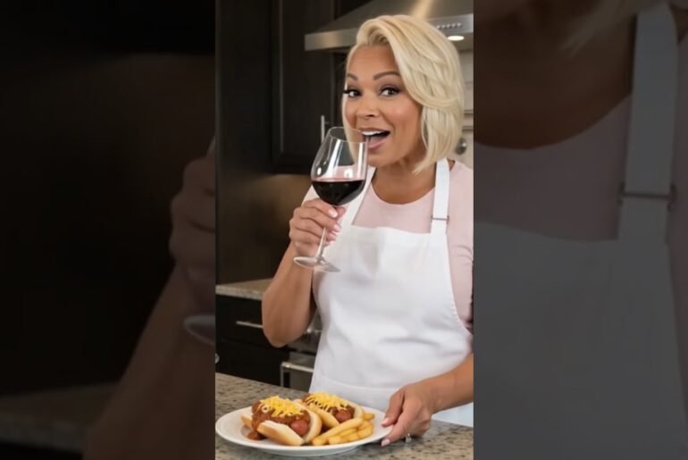 Chili dogs French fries and don’t forget the wine 🍷 ￼