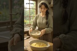 Aveline’s Cozy Rainy Day: Making a French Potato Gratin from Scratch  #shorts #cooking