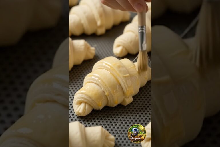 Tiny French croissant come to life in a miniature Parisian pastry kitchen. 🥐✨ #shorts