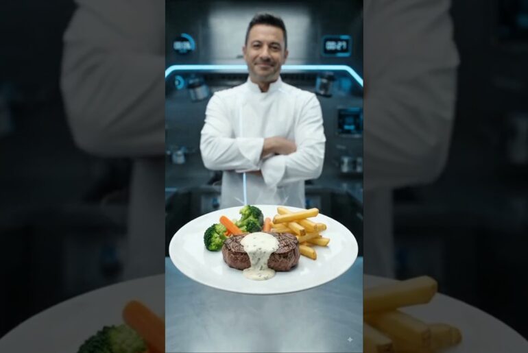 Serving Gourmet Steak in ZERO GRAVITY! 🥩🚀#shorts #viral #cooking #youtubeshorts