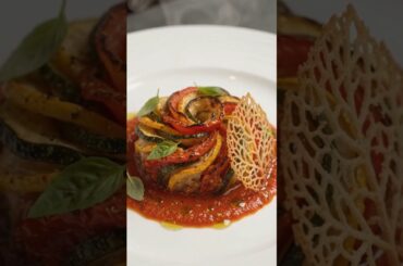 Ratatouille, reimagined. 🇫🇷🥕 Precision cuts, slow roasting and modern French plating. 👨‍🍳🔥