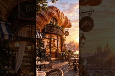 Giant Croissant Bakery 🥐☕ | Cozy French Café Ambience #croissant  #bakery #cozyambience