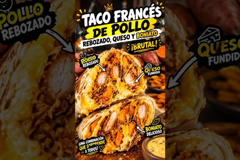 🤯TACO FRANCÉS de POLLO, QUESO y BONIATO… ¡ESTO ESTÁ DEMASIADO BRUTAL! 🌯🧀🔥 #shorts  #receta #food