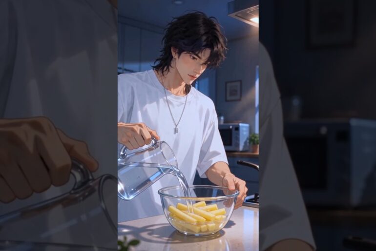 Anime Character Makes Crispy French Fries! 🍟🔥 | Perfect French Fries Recipe