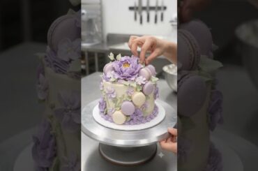 French-Inspired Lavender Macaron Cake 🇫🇷💜🧁 | From Bare Cake to Masterpiece