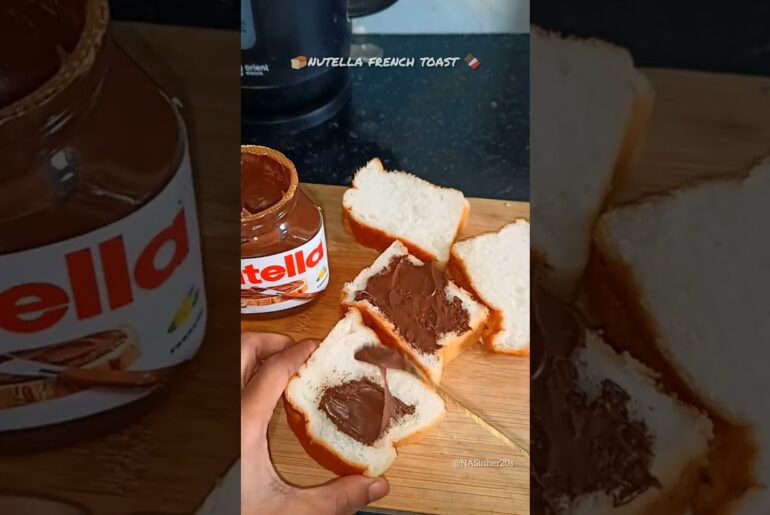 Nutella French Toast 🍫 | 30 Sec Breakfast Recipe | #frenchtoast #nutella #shorts