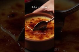Traditional French Raspberry Creme Brûlée 🍮 | Torched Caramel Crust Custard #shorts #custard#cooking