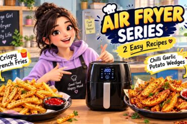 2 Easy Air Fryer Recipes  | Crispy French Fries & Chilli Garlic Potato Wedges |Air Fryer Series #1k