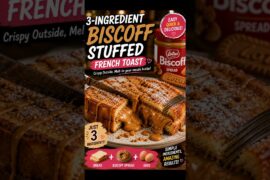 3-Ingredient Biscoff Stuffed French Toast🍫🍞 (MUST TRY) #shorts #Thefoodieeshorts