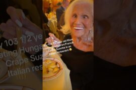103-Year-Old Grandma Eats French Crêpe Suzette at an Italian Restaurant! 😂👵 #Shorts