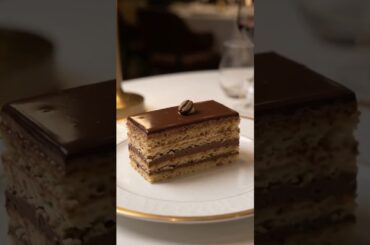 The Opéra Cake 🇫🇷 — seven elegant layers of almond Joconde, coffee buttercream, dark chocolat. ✨🍫☕