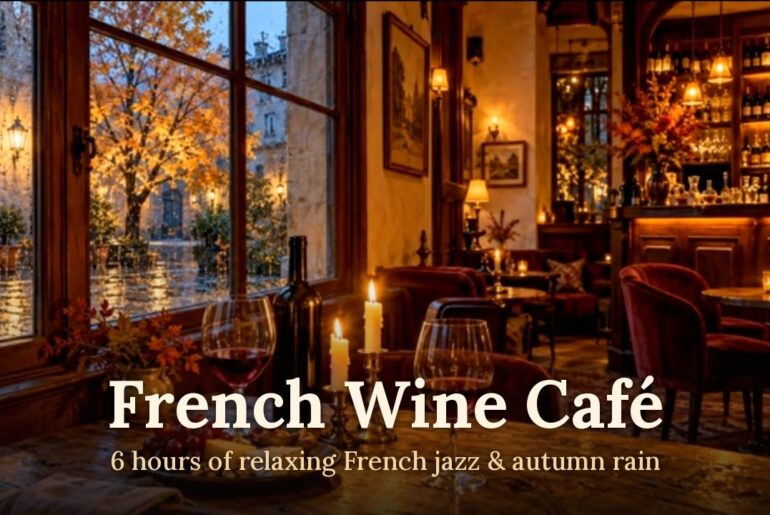 Cozy French Wine Café 🍷 Relaxing French Jazz & Rainy Autumn Window | 6 Hours