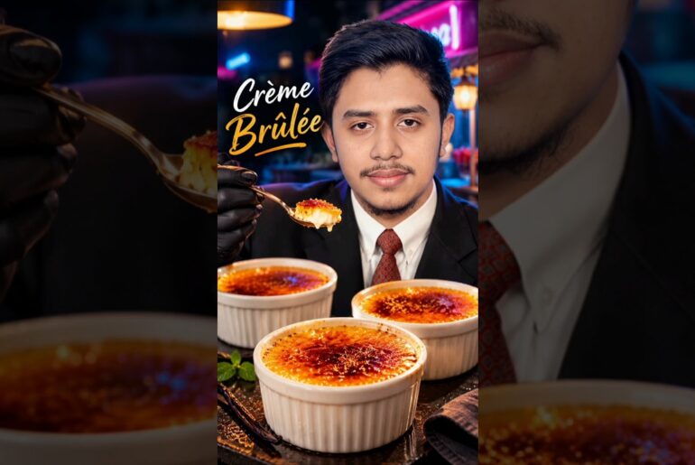 Crème Brûlée 🍮🔥 Crack the caramel, discover the creamy perfection! 🤤 #shorts #CremeBrulee #dessert