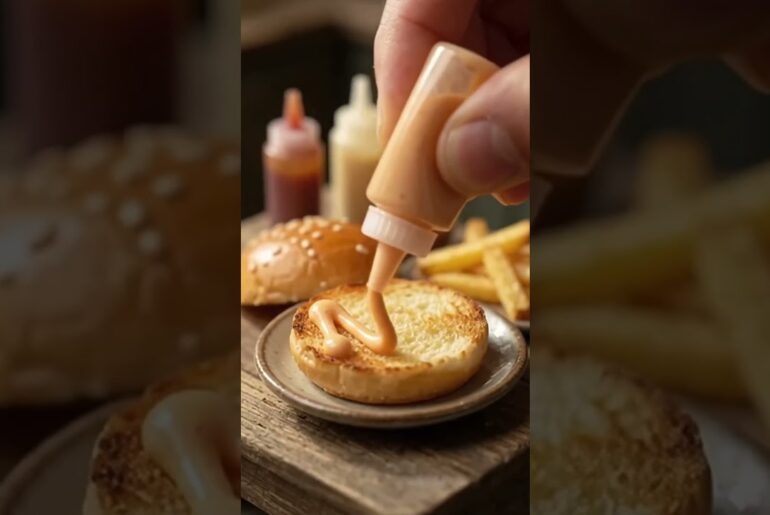 🍔 Cooking a Tiny Fried Chicken Sandwich #likes #subscribe #animatednurseryrhymes#cooking#aivideo