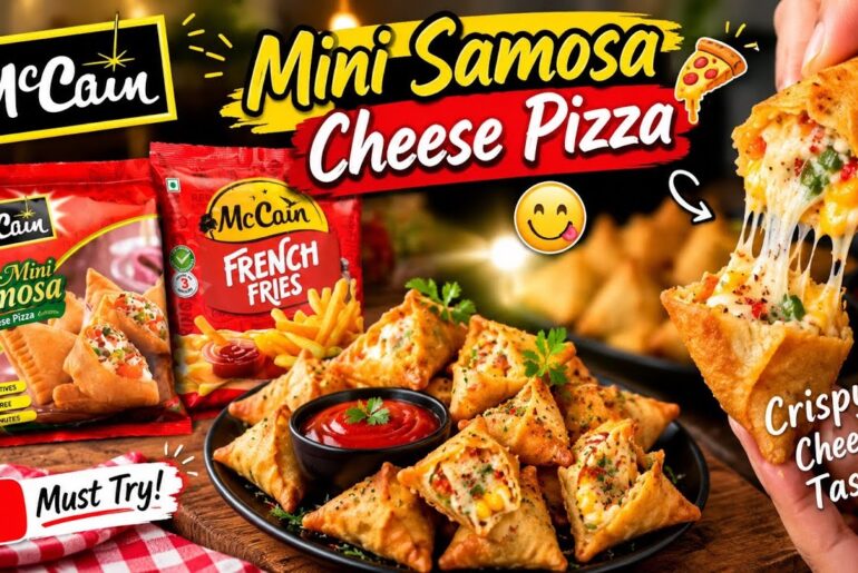 McCain mini samosa cheese pizza 🍕😋#mccain#mccains#cheesepizza#subscribemychannel #foodie #foodlovers