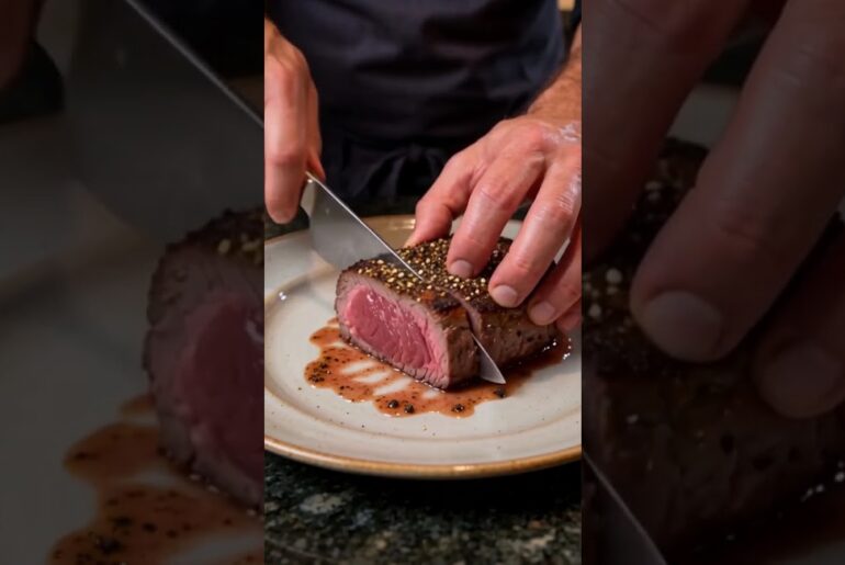 French Steak au Poivre 🥩🔥 Restaurant-Style Peppercorn Steak #shorts