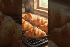 🥐 Perfect French Croissants! | Satisfying Anime Cooking ASMR #Shorts